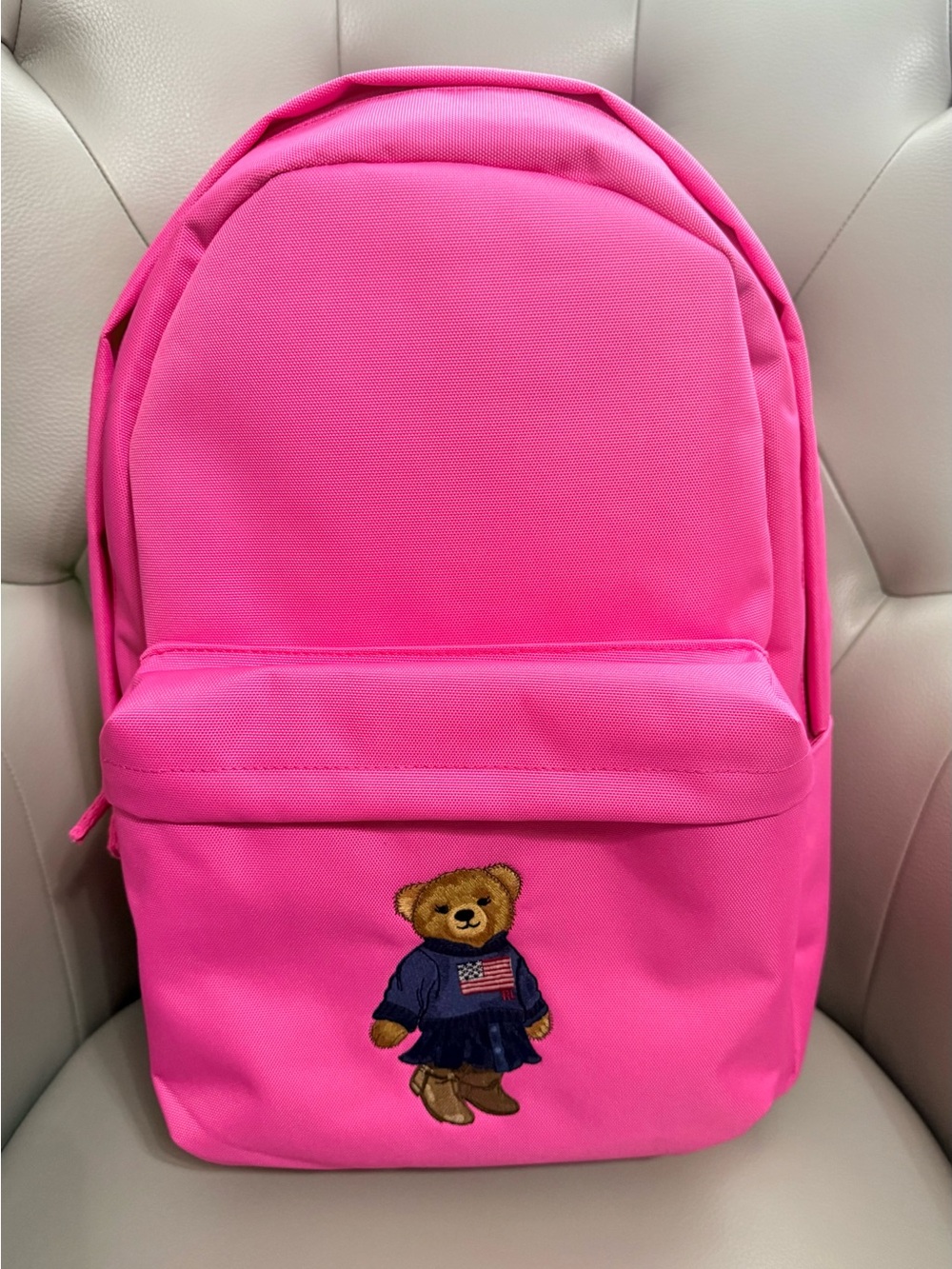 Polo Ralph Lauren Bear Baja Pink School College Travel Bagpack 17.75”H